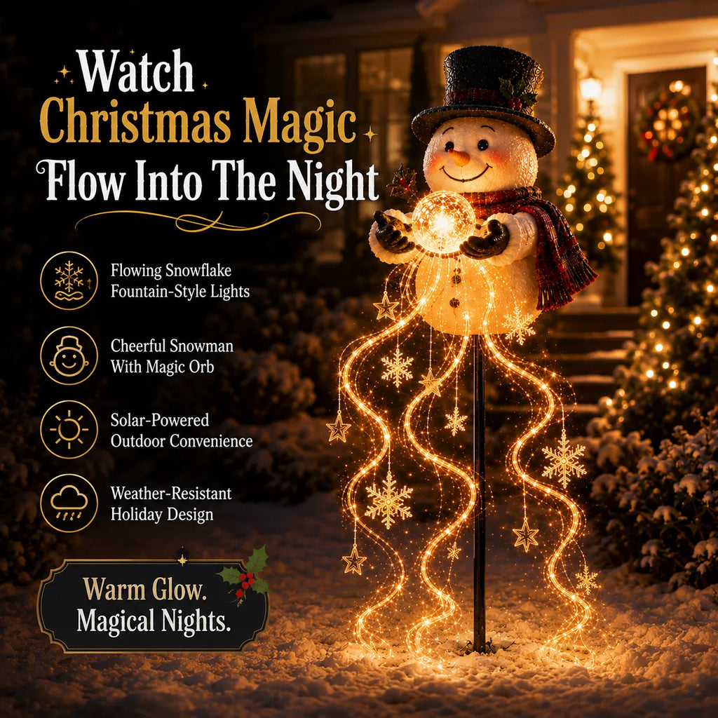 Snowman Magic Fountain Solar Christmas Light