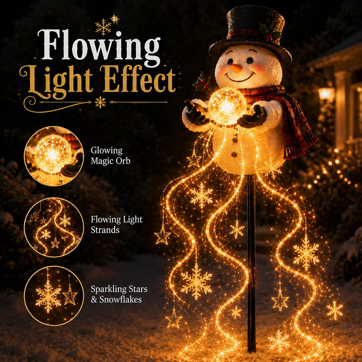 Snowman Magic Fountain Solar Christmas Light