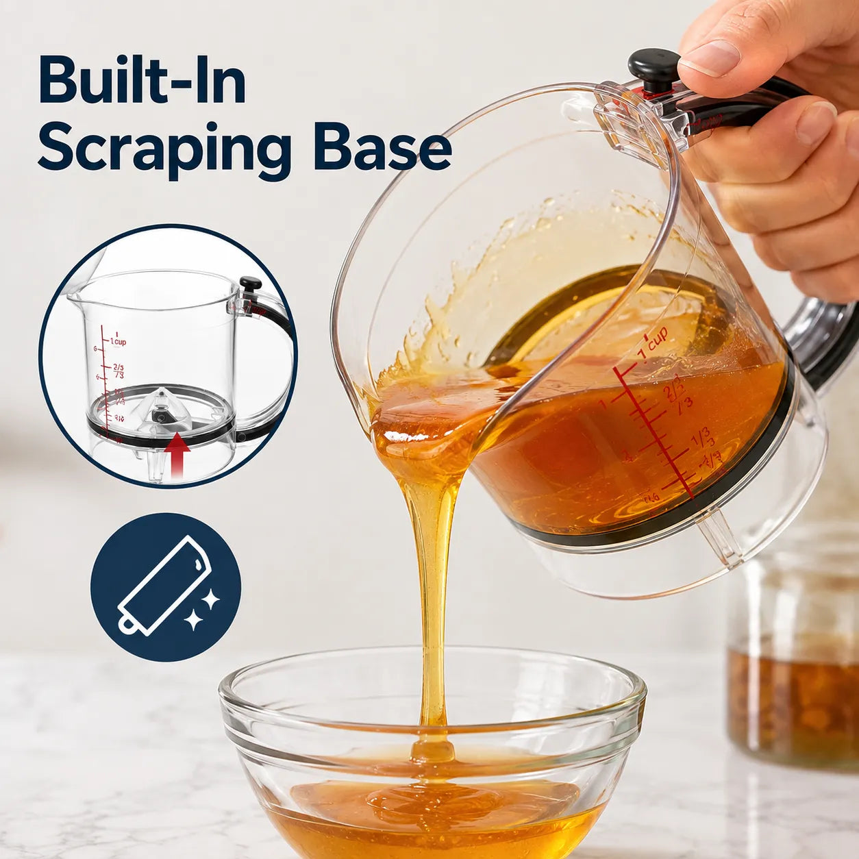 Adjustable 4-in-1 Measuring Cup with Dual Scale