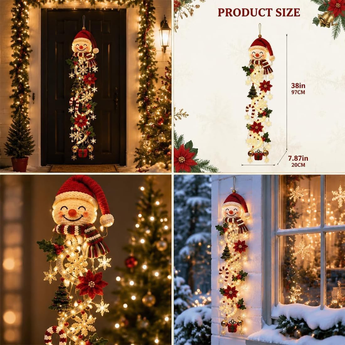 Lighted Christmas Door Hanger – Glowing Vertical Holiday Decor