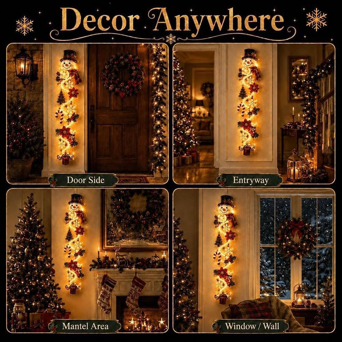 Lighted Christmas Door Hanger – Glowing Vertical Holiday Decor