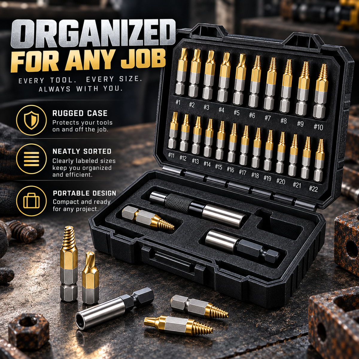 Gifts for Men - 22Pcs Titanium Damaged Screw Extractor Set