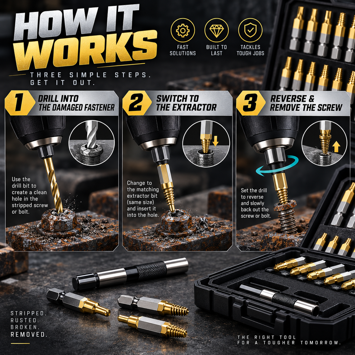 Gifts for Men - 22Pcs Titanium Damaged Screw Extractor Set