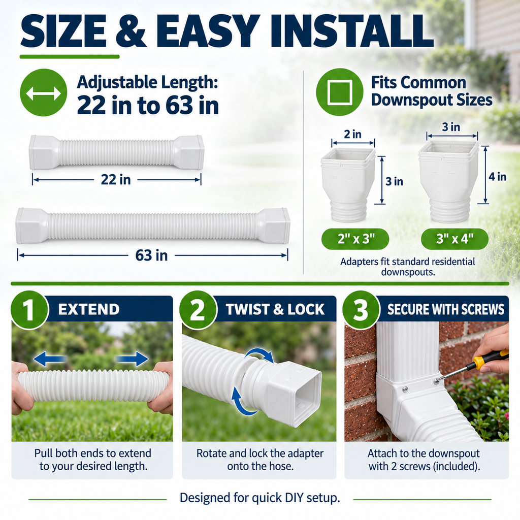Rain Gutter Downspout Extensions Flexible